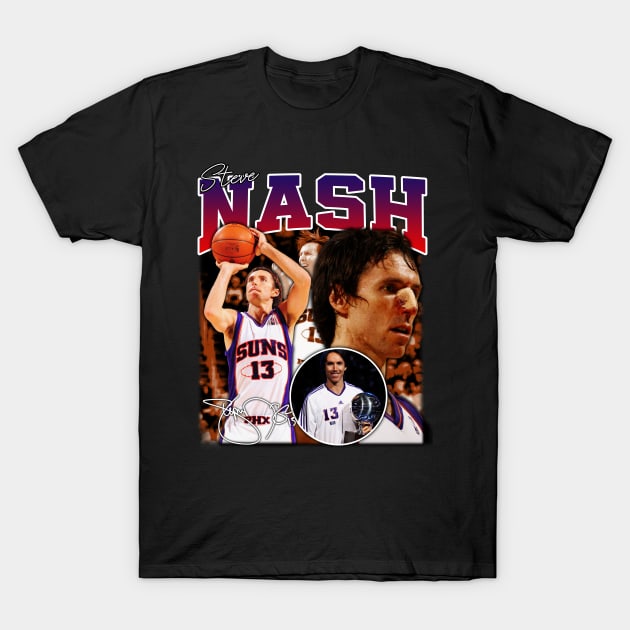 Steve Nash Basketball Legend Signature Vintage Retro 80s 90s Bootleg Rap Style T-Shirt by CarDE